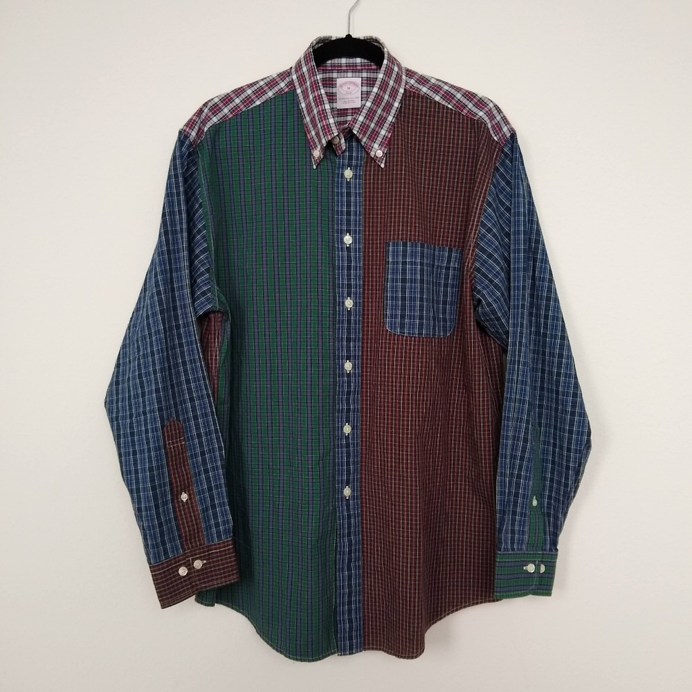 Brooks Brothers Multicolor Patchwork Plaid Button Down Fun Shirt